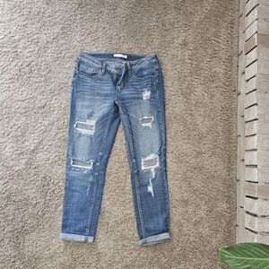 Daytrip Blue Distressed Cropped Jeans